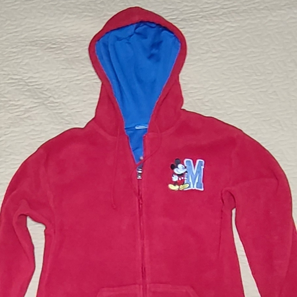 Vintage Disney Mickey Mouse embroidered fleece zip up hooded sweatshirt size M - Picture 2 of 9